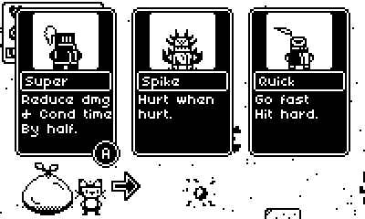 selecting an armour upgrade